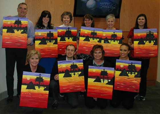team with paintings