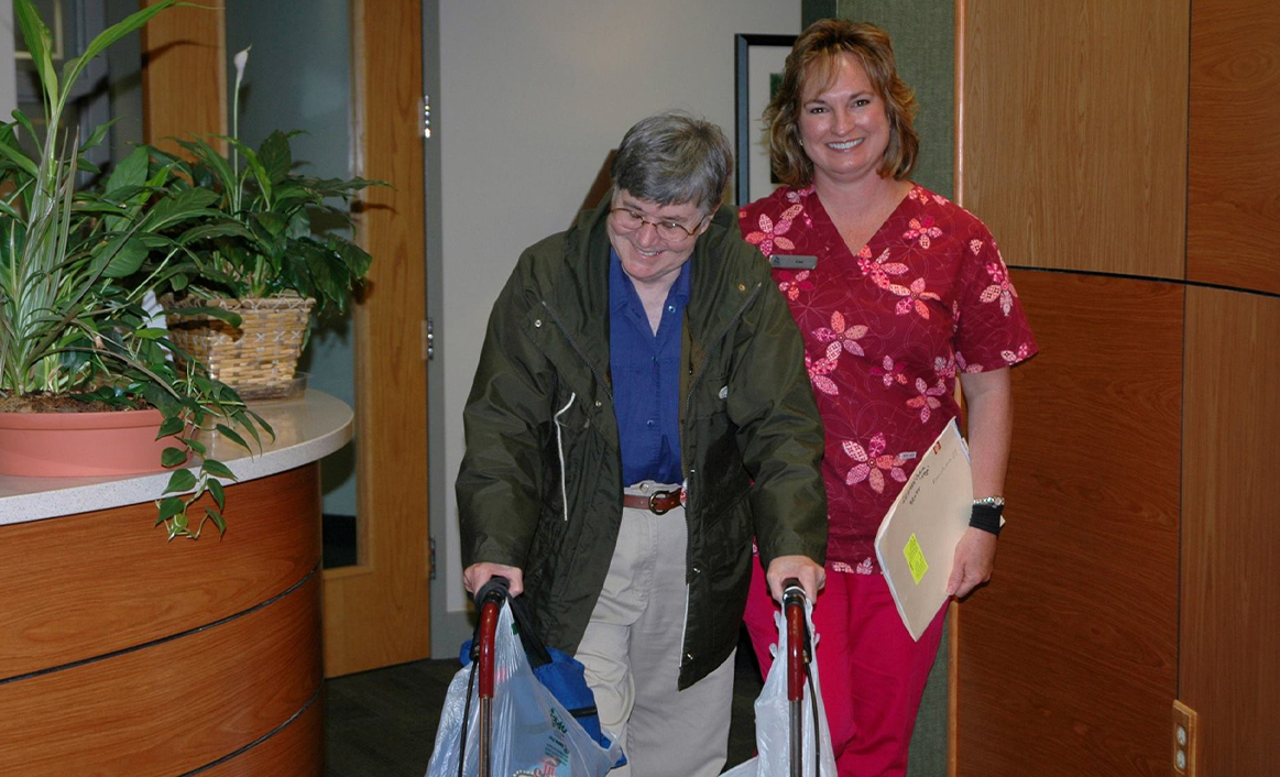 patient walking in