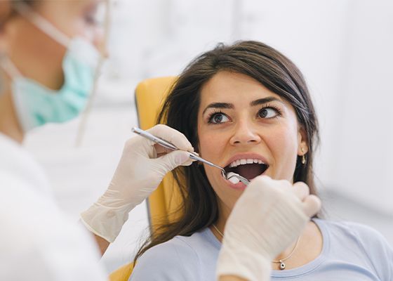 woman getting checkup