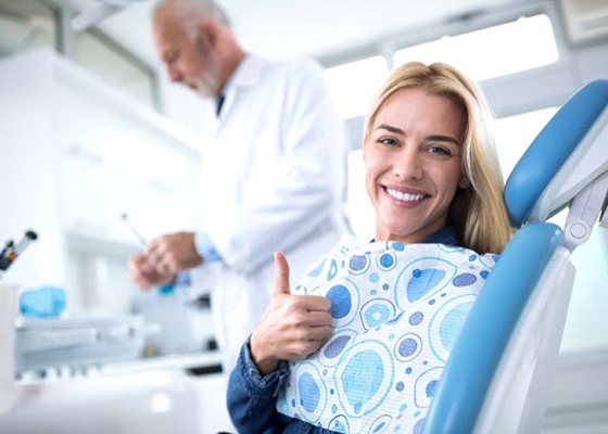 young woman in dental chair about to receive sedation dentistry in Annapolis