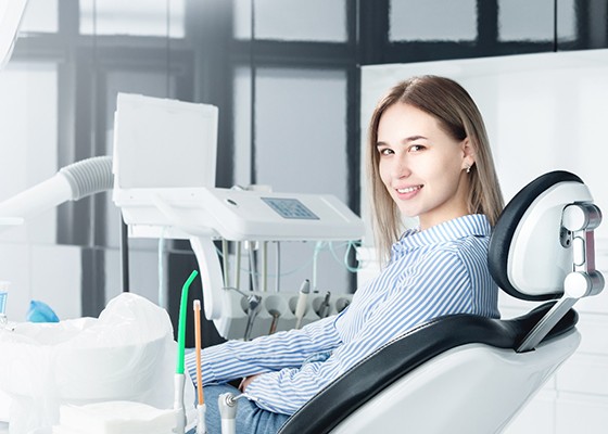 Young woman right before a dental implant procedure