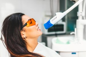 person getting their teeth whitened