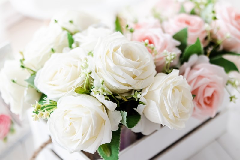 Closeup of bouquet of roses