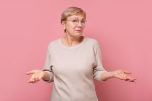 mature woman with puzzled expression